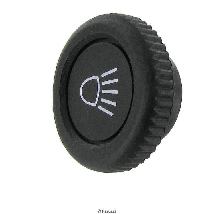 Lichtschalter Knopf geriffelt schwarz mit Symbol ab 1968